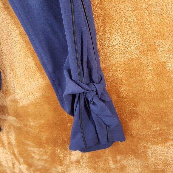 JONATHAN SIMKHAI Womens Pants Size 2 Blue Pull On Slim Leg Gathered Tie Ankle - Picture 2 of 10